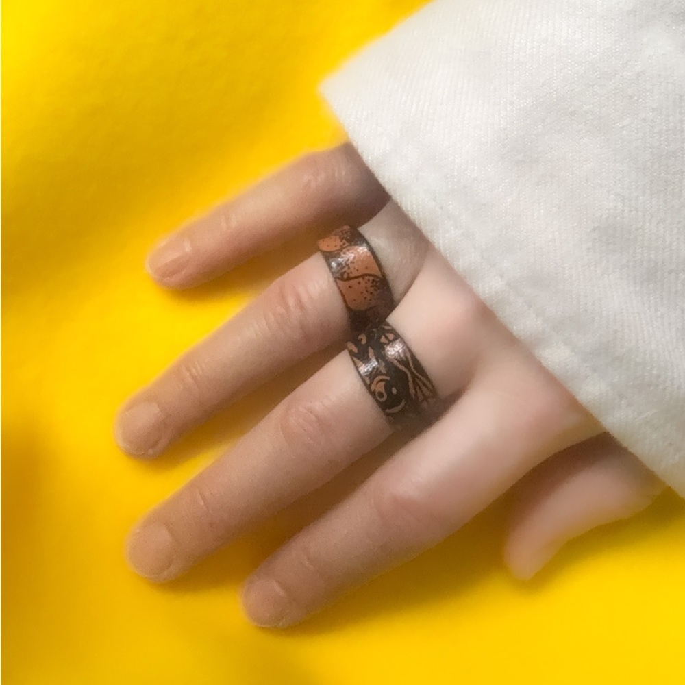 Leather tattoo rings version 1 - NWOT a set of 3pieces
